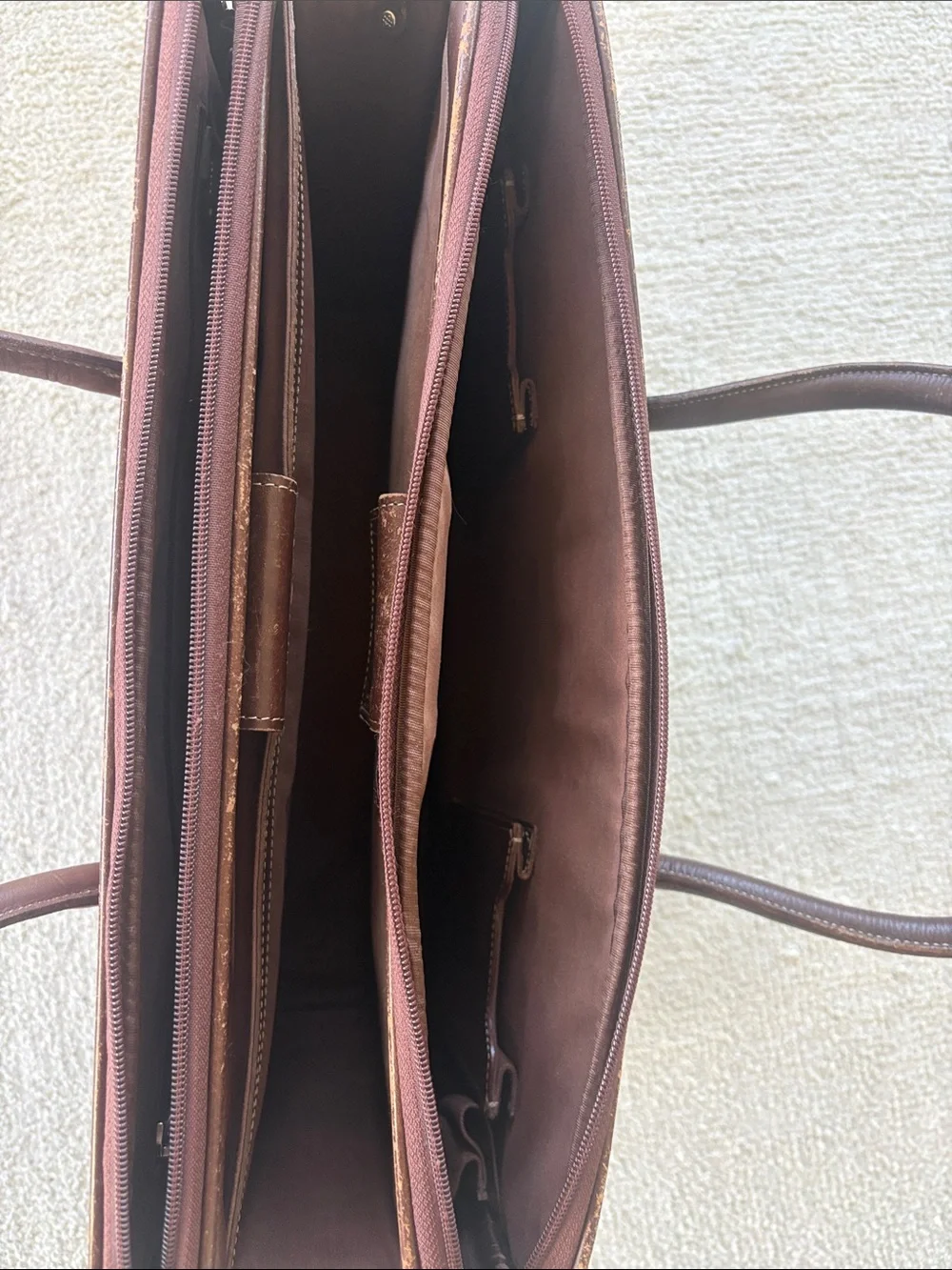 Vintage Cole Haan Brown Leather Briefcase with Shoulder Strap